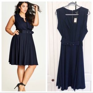 City Chic Vintage Veronica dress, navy NWT